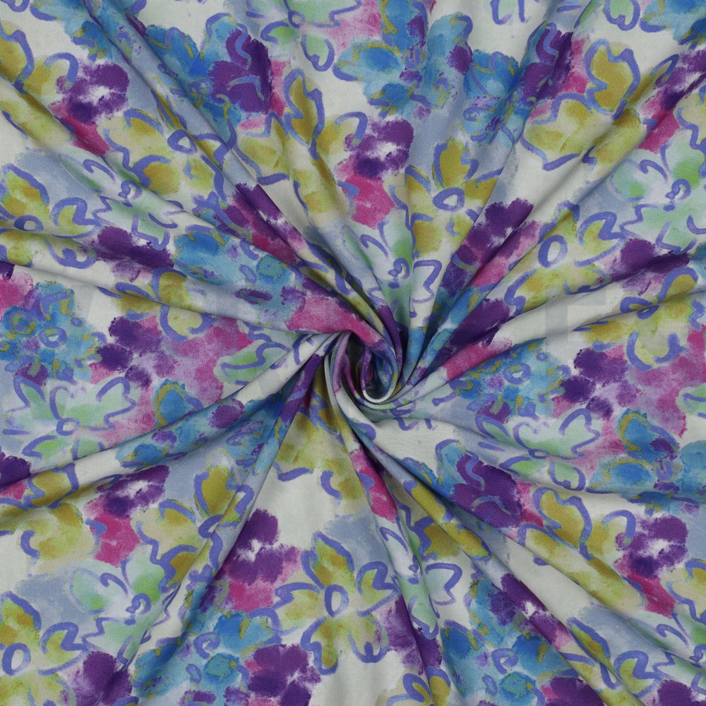 VISCOSE RADIANCE DIGITAL FLOWERS BLUE #7