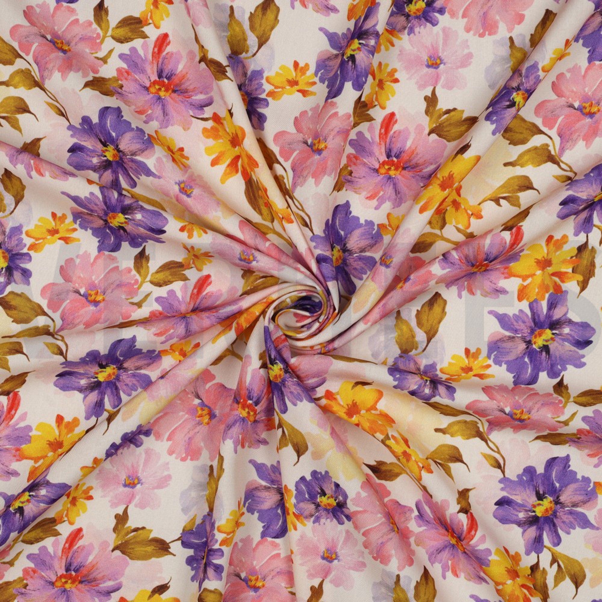 VISKOSE RADIANCE DIGITAL BLUMEN GEBROCHEN WEISS (high resolution) #3