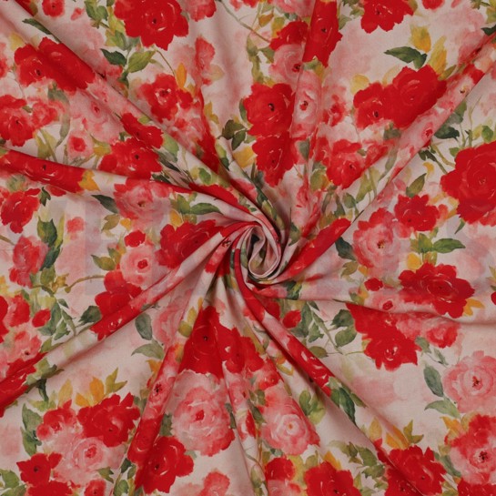 VISCOSE RADIANCE DIGITAAL BLOEMEN ROOD #7