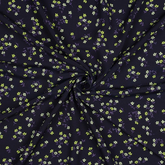 VISCOSE RADIANCE DIGITAAL BLOEMEN MARINEBLAUW #7