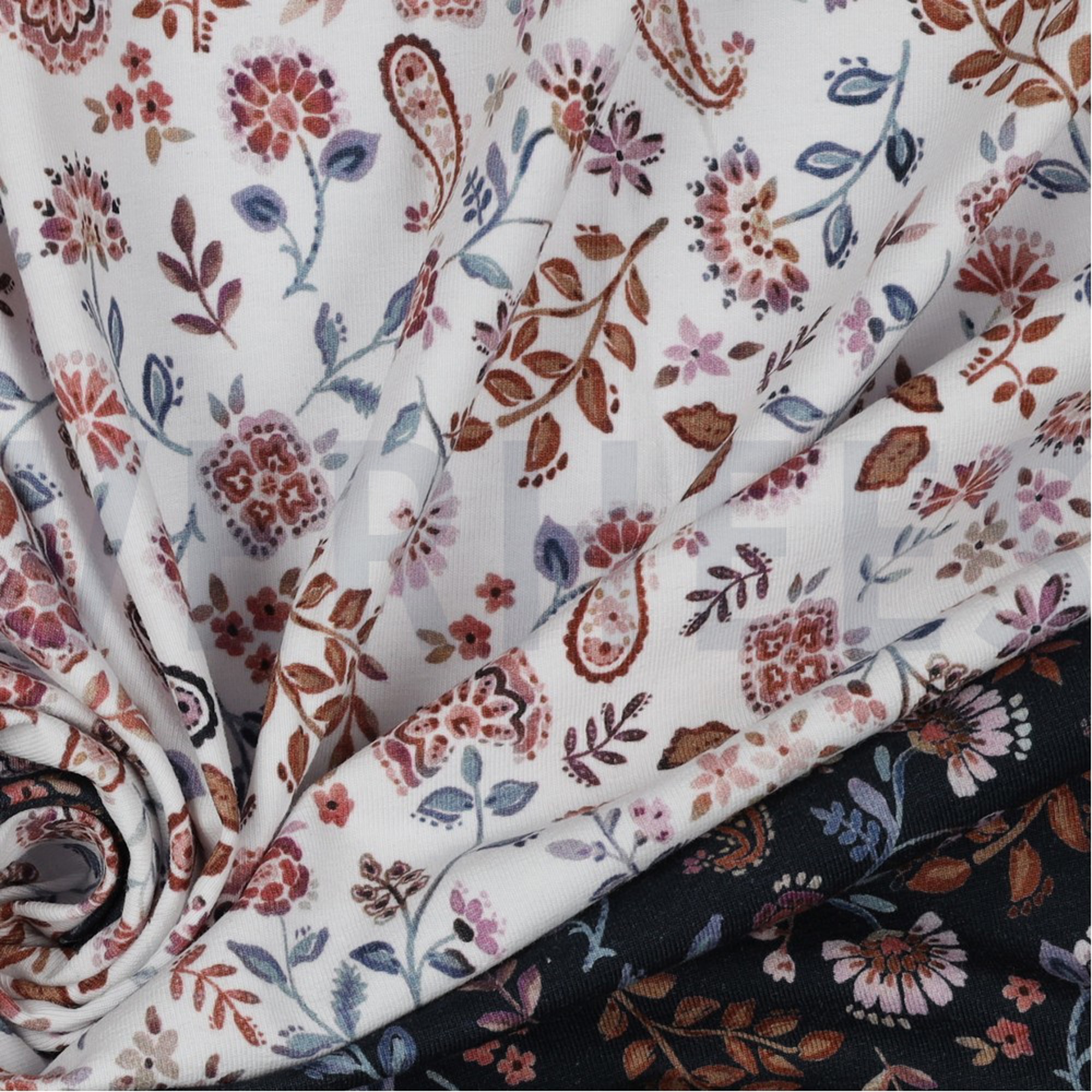 JERSEY DIGITAAL PAISLEY BLOEMEN WIT / LILA (high resolution) #3