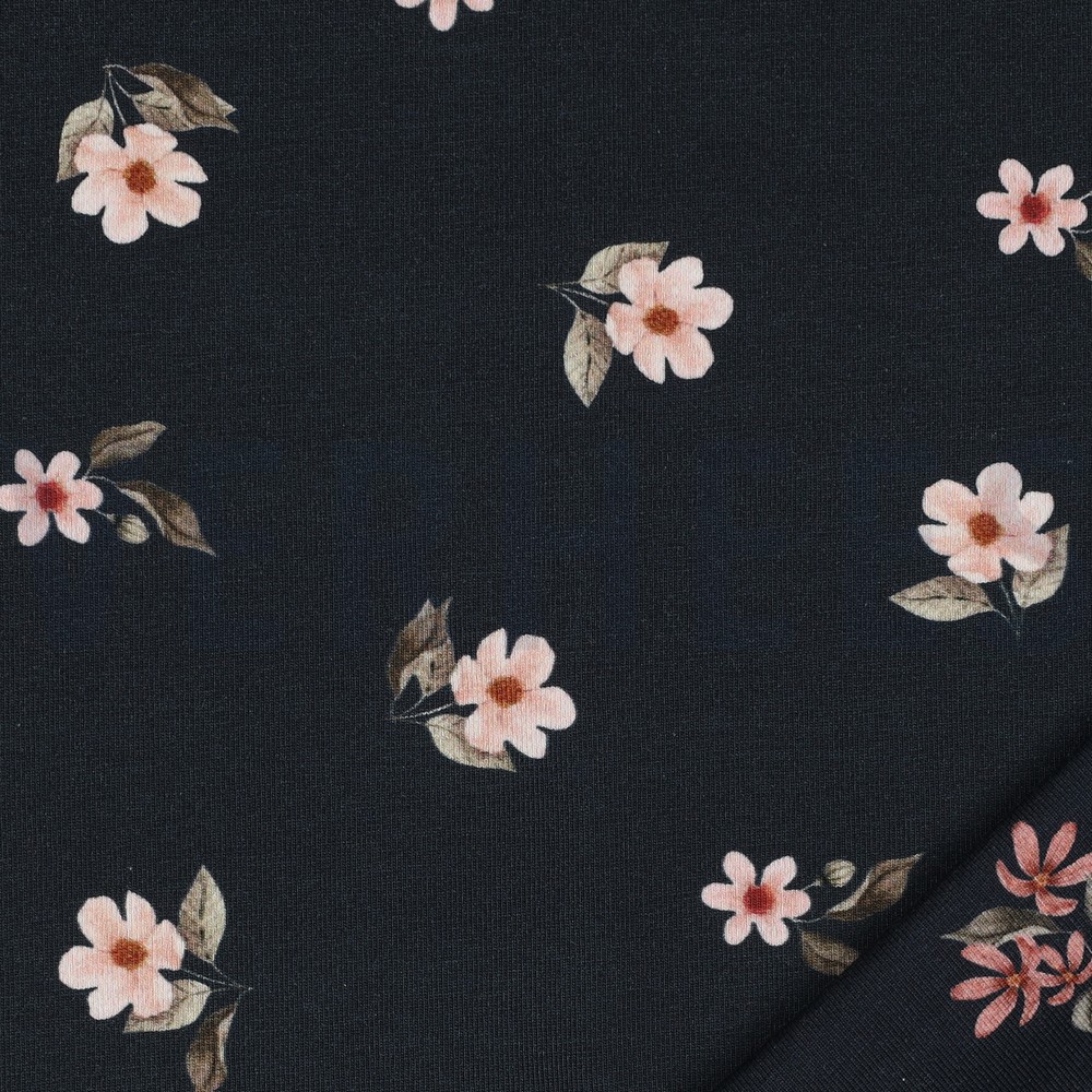 JERSEY DIGITAL GOTS BLUMEN MARINEBLAU #7