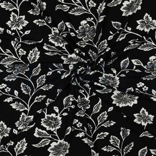VISCOSE JERSEY FLOWERS BLACK #7