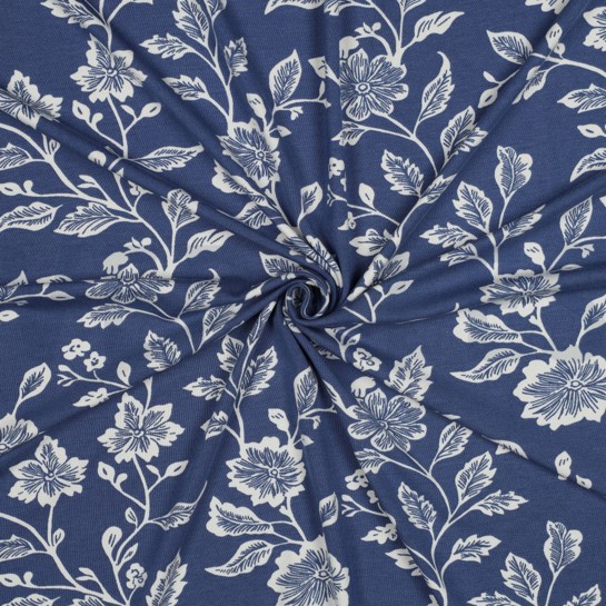 VISCOSE JERSEY FLOWERS BLUE #7