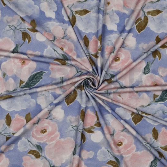VISKOSE JERSEY DIGITAL BLUMEN HELLBLAU #7