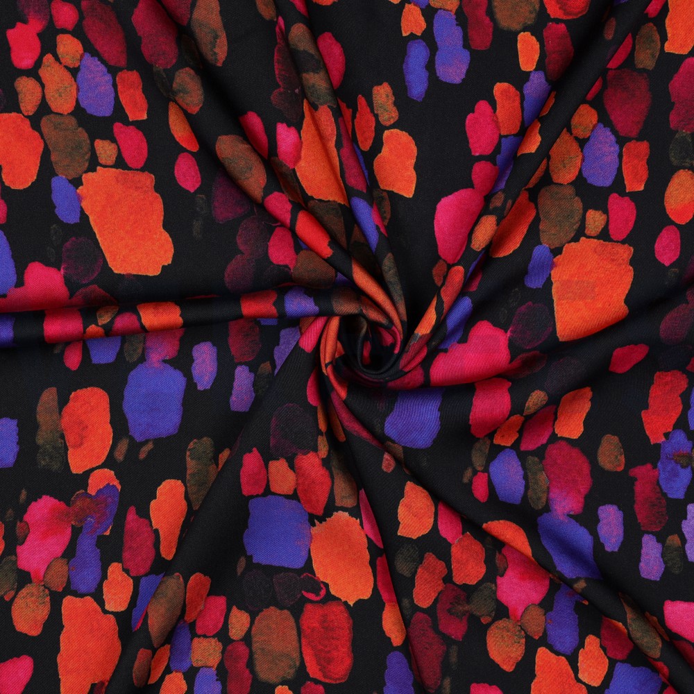 VISCOSE SATIN DIGITAL ABSTRACT NOIR #7