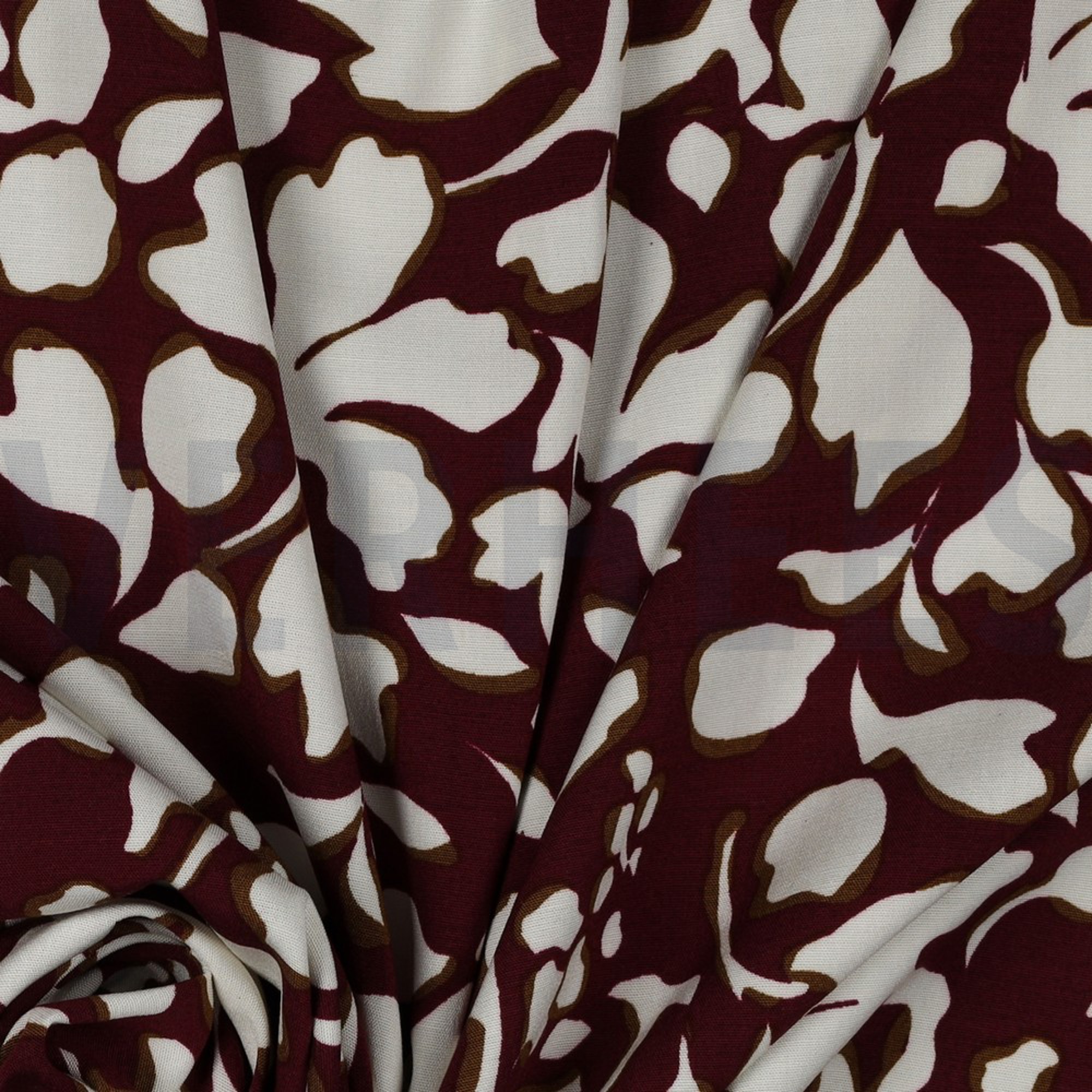 VISCOSE POPLIN STRETCH BIG FLOWERS BURGUNDY (high resolution) #3