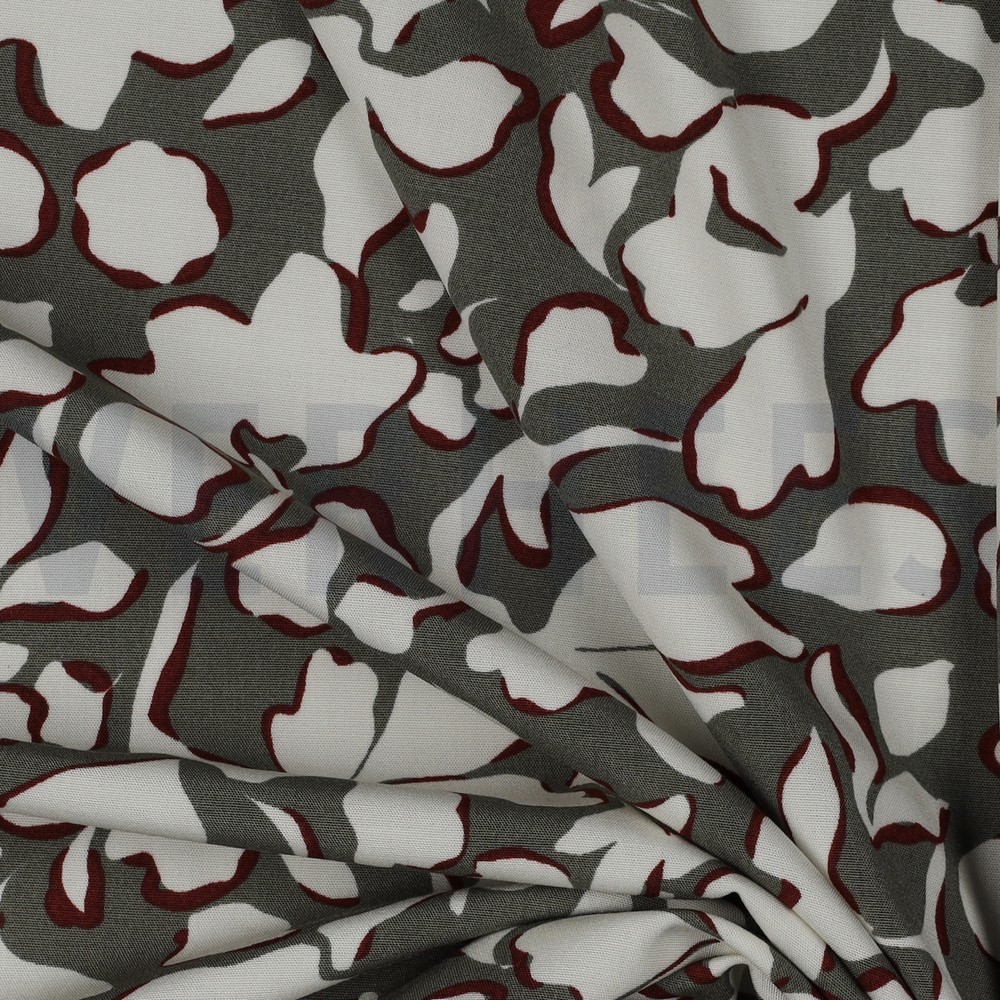 VISCOSE POPLIN STRETCH BIG FLOWERS TAUPE #7