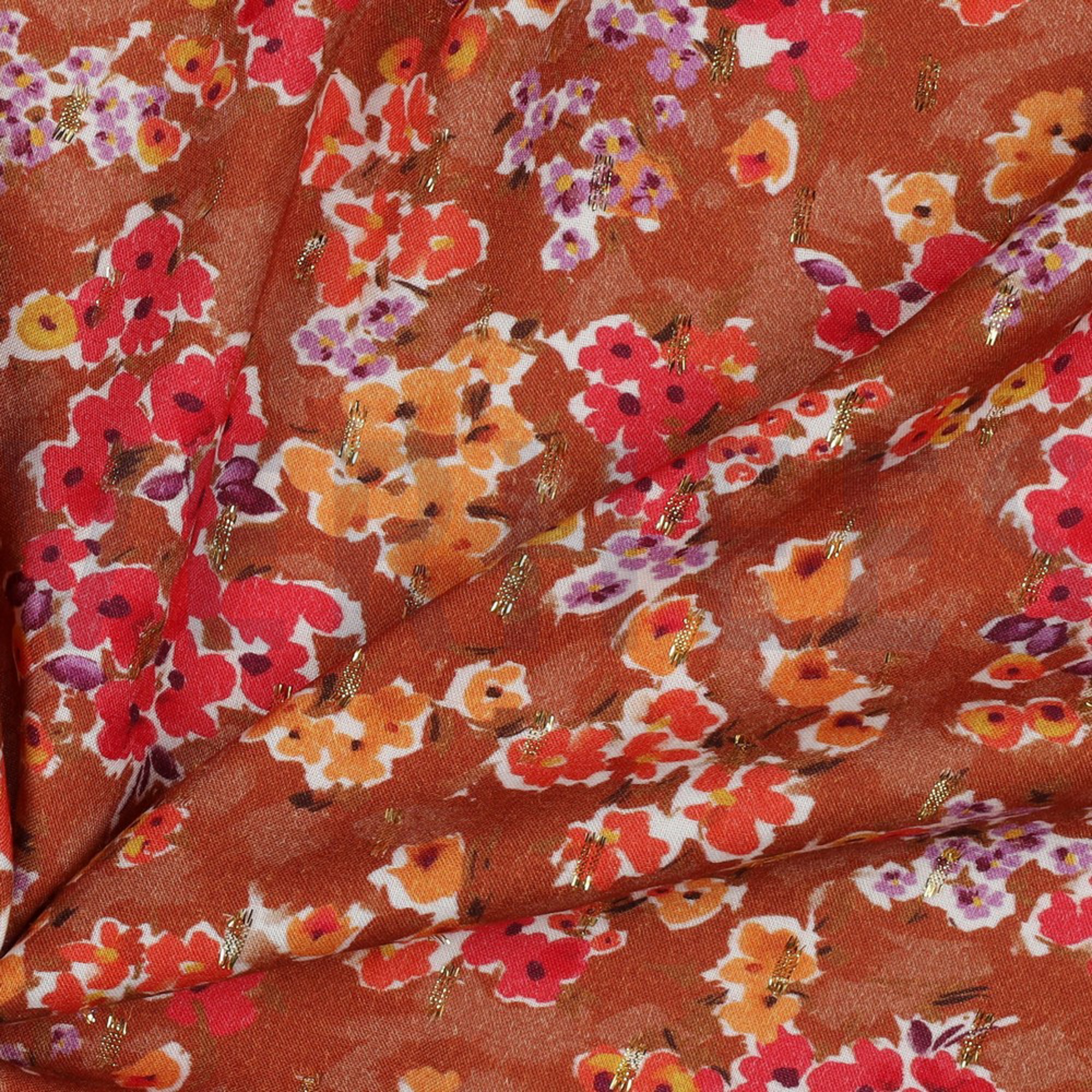 VISCOSE LUREX DIGITAL SMALL FLOWERS RUST (high resolution) #3