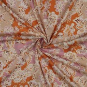 VISCOSE SATIN DIGITAL FLEURS ORANGE (thumbnail) #3