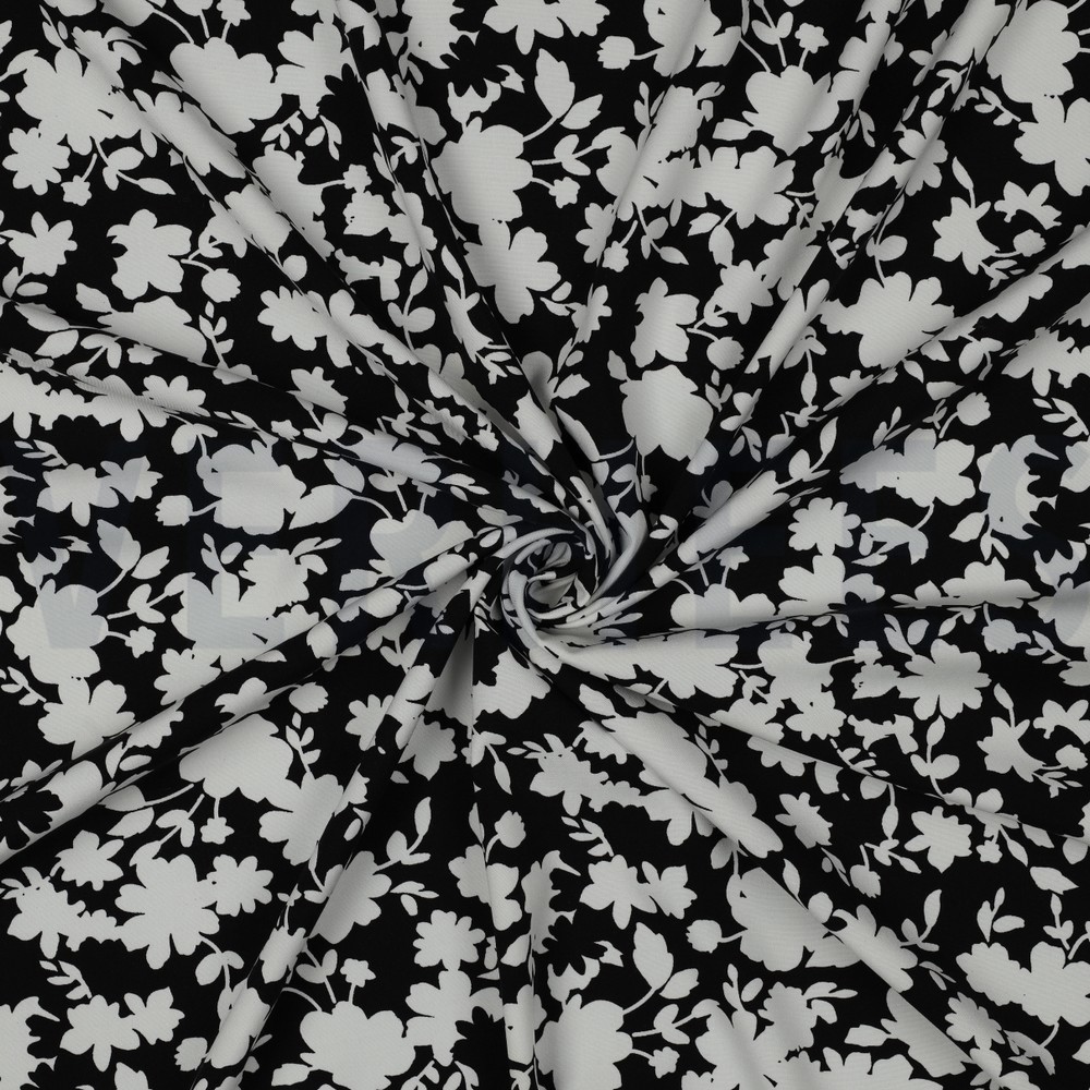 VISKOSE STRETCH BLUMEN SCHWARZ #7