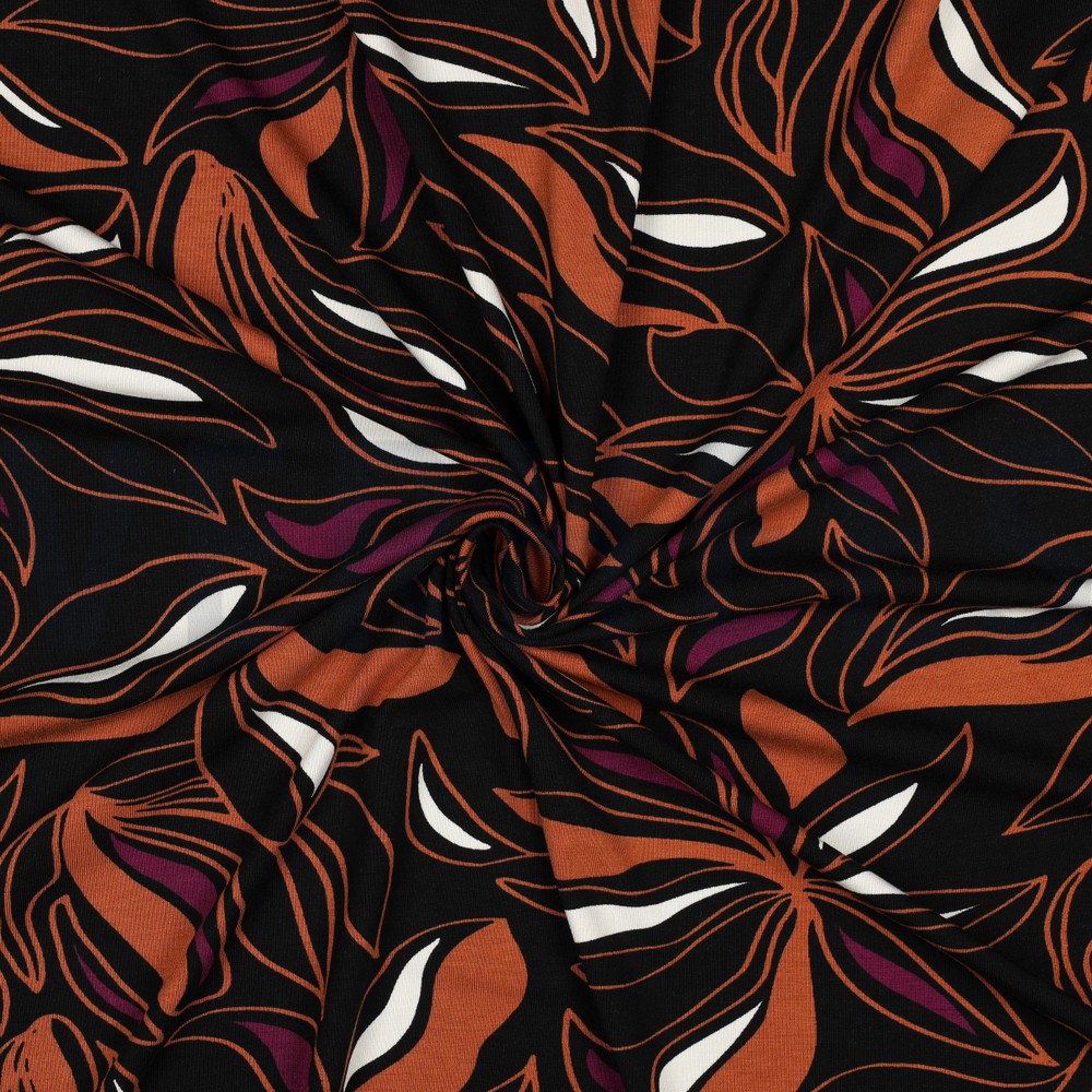 VISCOSE JERSEY FLOWERS BLACK #7