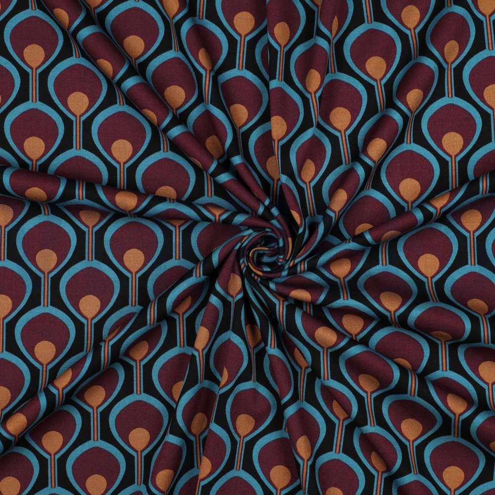 VISCOSE ROSELLA STRETCH ABSTRACT ZWART #7