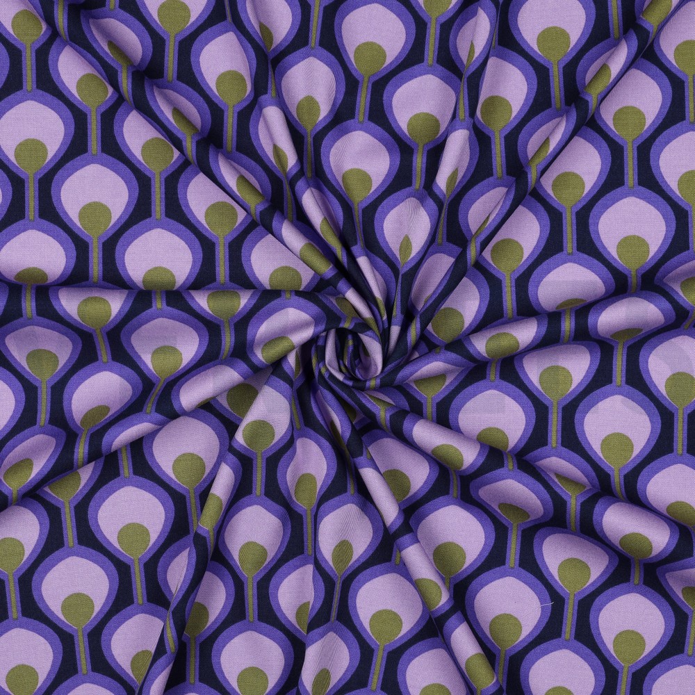 VISCOSE ROSELLA STRETCH ABSTRACT DARK PURPLE #7