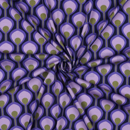 VISKOSE ROSELLA STRETCH ABSTRACT DUNKELVIOLETT #7