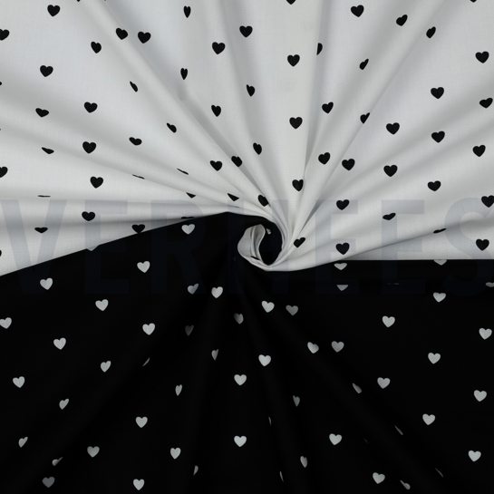 FINE POPLIN HEARTS WHITE/BLACK #7