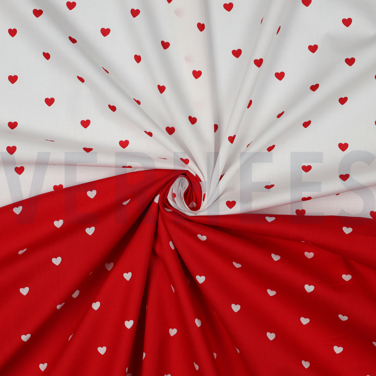 FINE POPLIN HEARTS DARK RED/WHITE #7