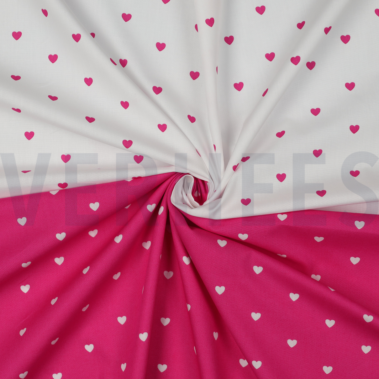 POPELINE DE COTON TISSAGE FIN CŒURS FUCHSIA/BLANC #7
