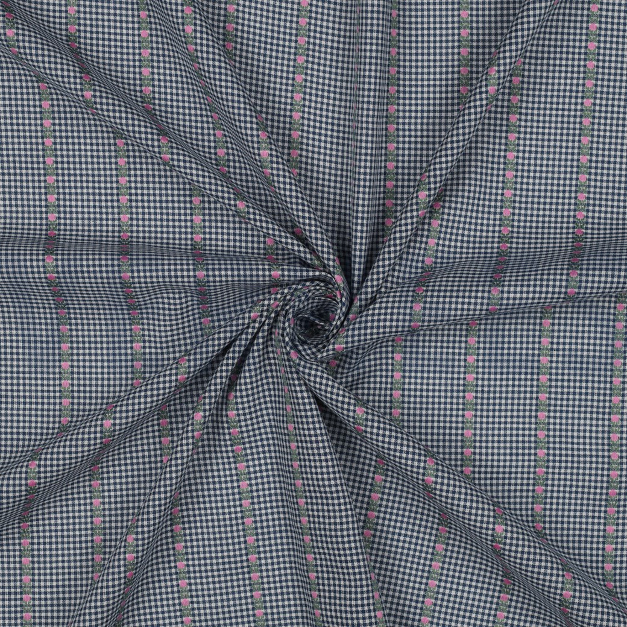 COTTON JACQUARD FLOWERS BLUE/WHITE (high resolution) #3