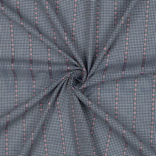 COTTON JACQUARD FLOWERS BLUE/WHITE #7