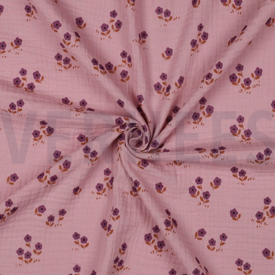 DOUBLE GAUZE FLOWERS MAUVE #7