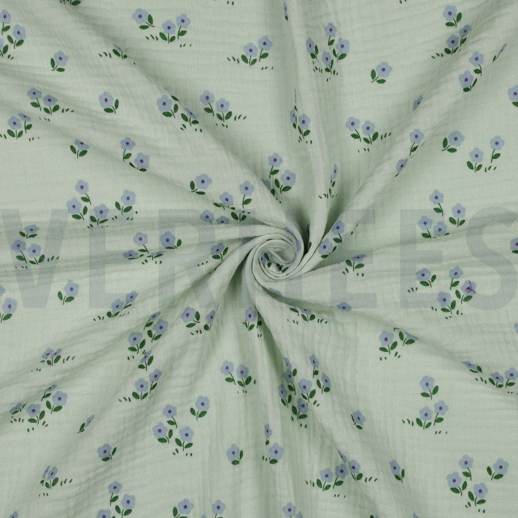 DOUBLE GAUZE FLOWERS MINT #7