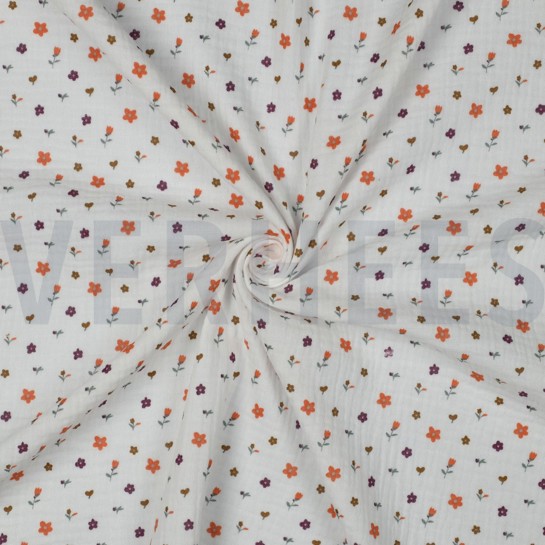 MUSSELIN BLUMEN WEISS #7