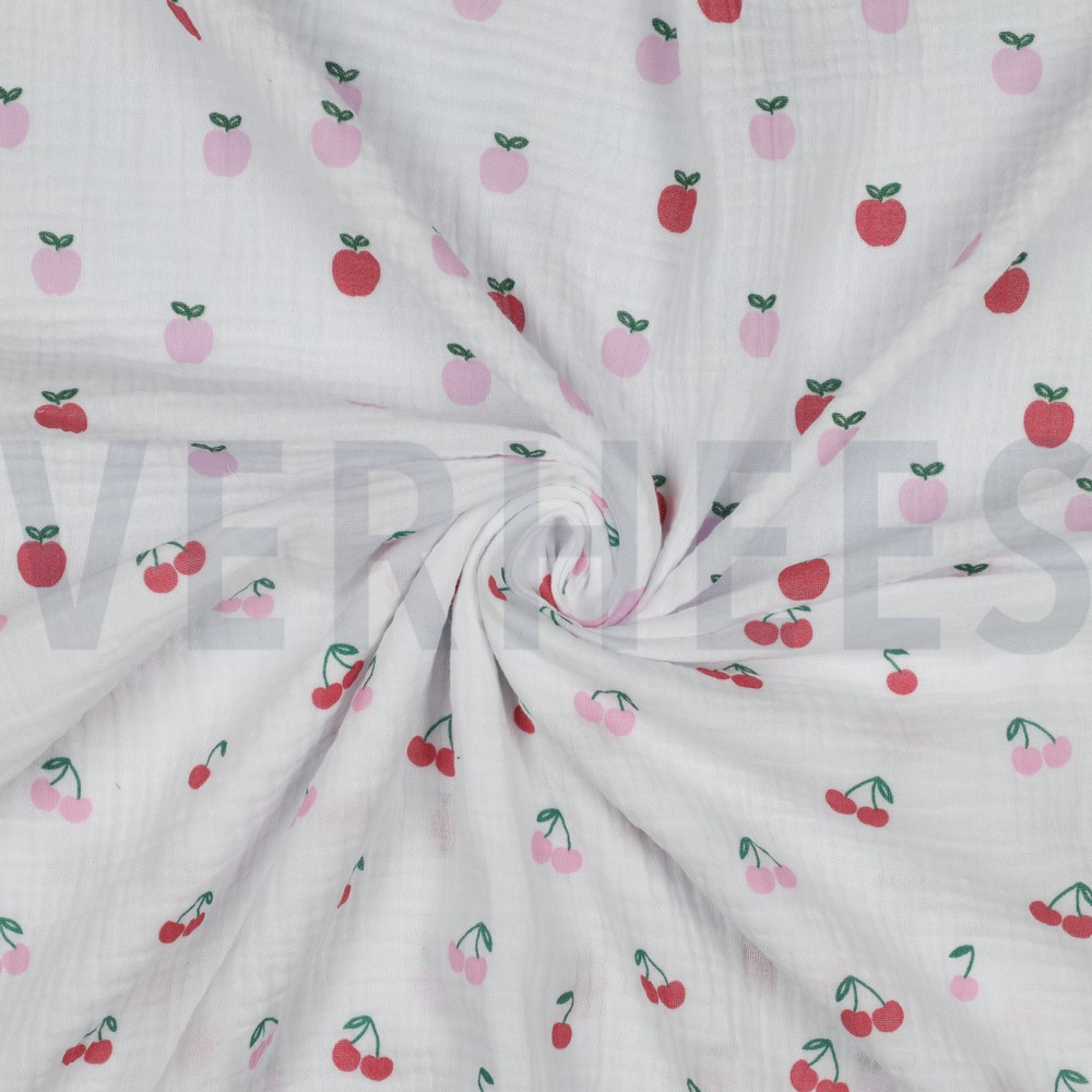DOUBLE GAUZE FRUITS WHITE #7