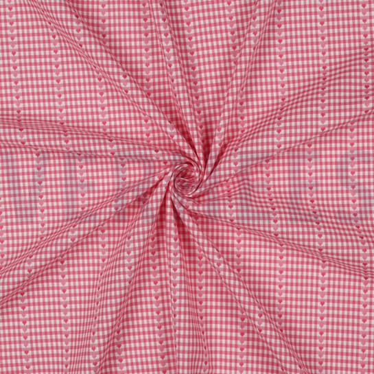 COTTON JACQUARD HEARTS PINK #7