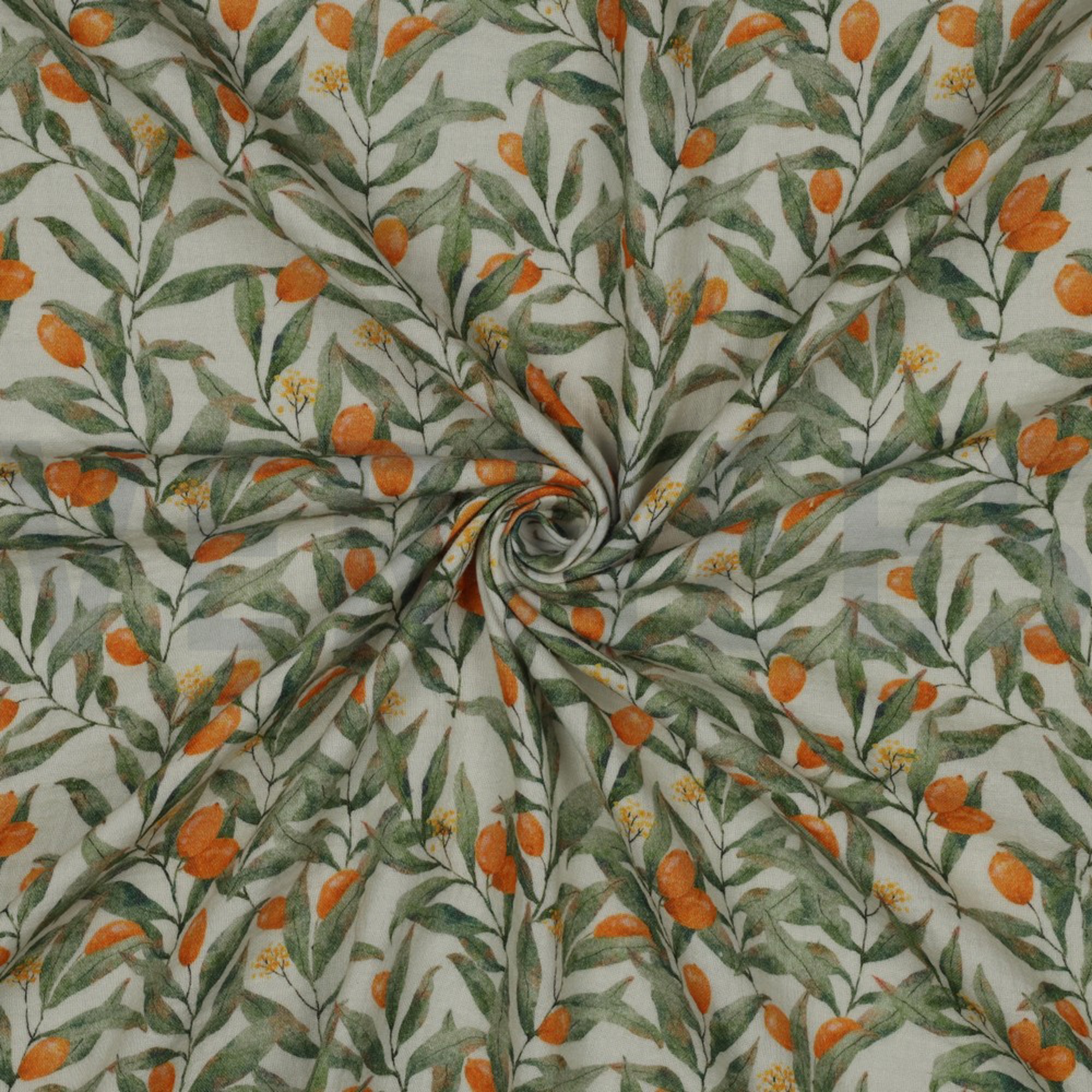 DOUBLE GAZE DE COTON FEUILLES BLANC CASSÉ (high resolution) #3