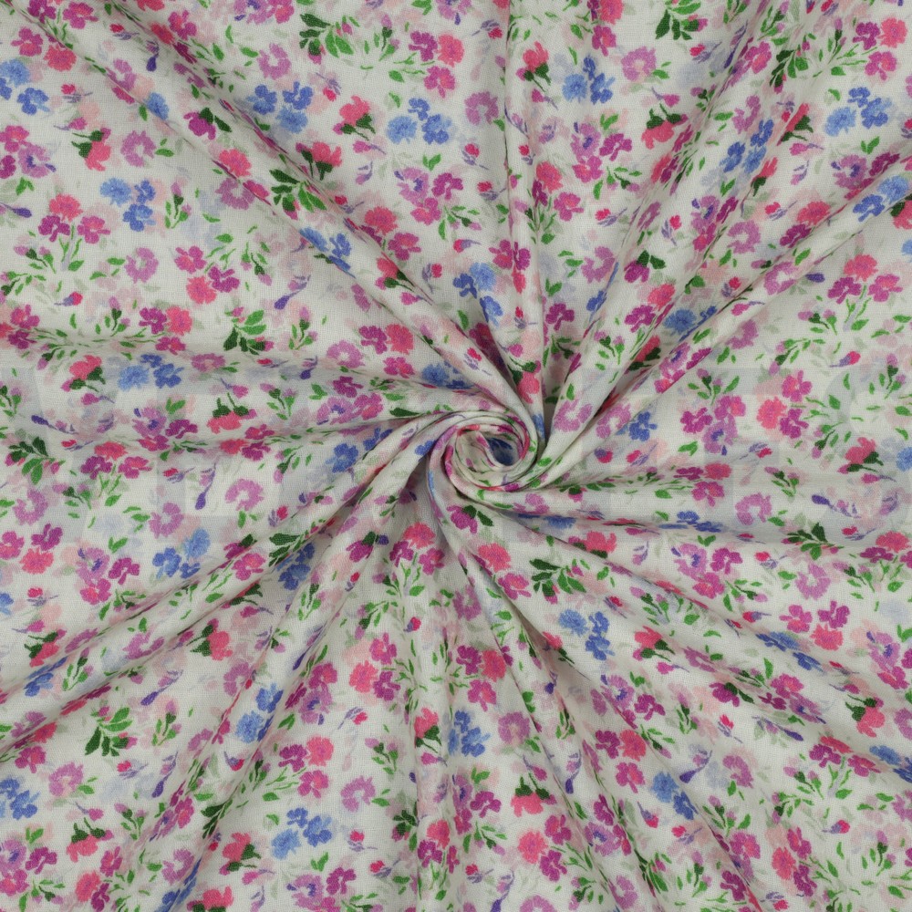 MUSSELIN DIGITAL BLUMEN GEBROCHEN WEISS #7