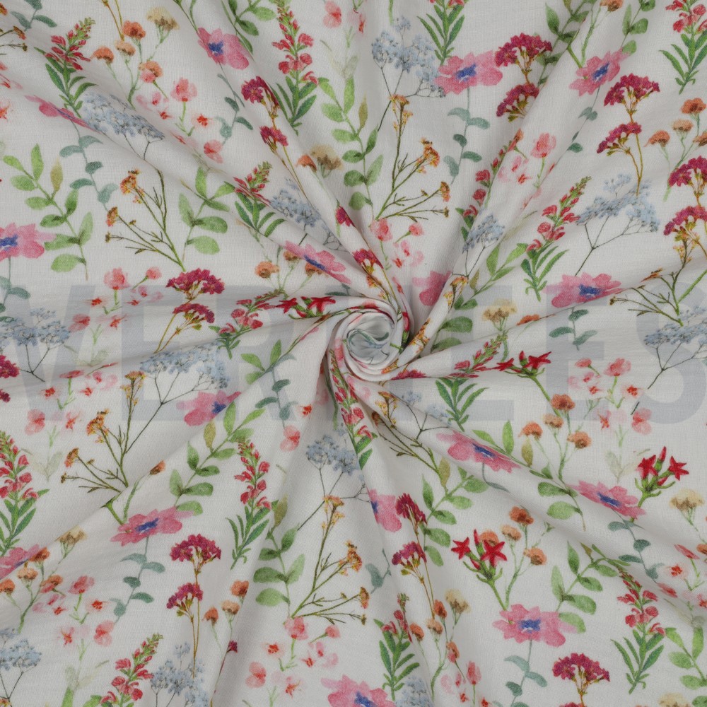 MUSSELIN DIGITAL BLUMEN WEISS #7