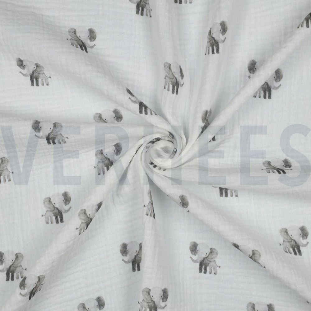 DOUBLE GAZE DE COTON GOTS DIGITAL ANIMAUX BLANC #7