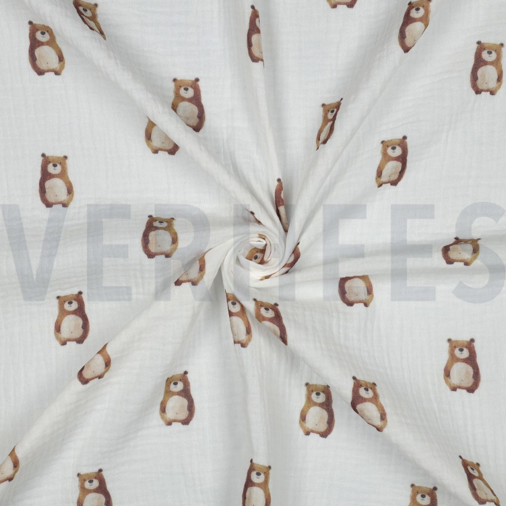 DOUBLE GAUZE GOTS DIGITAL ANIMALS WHITE #7