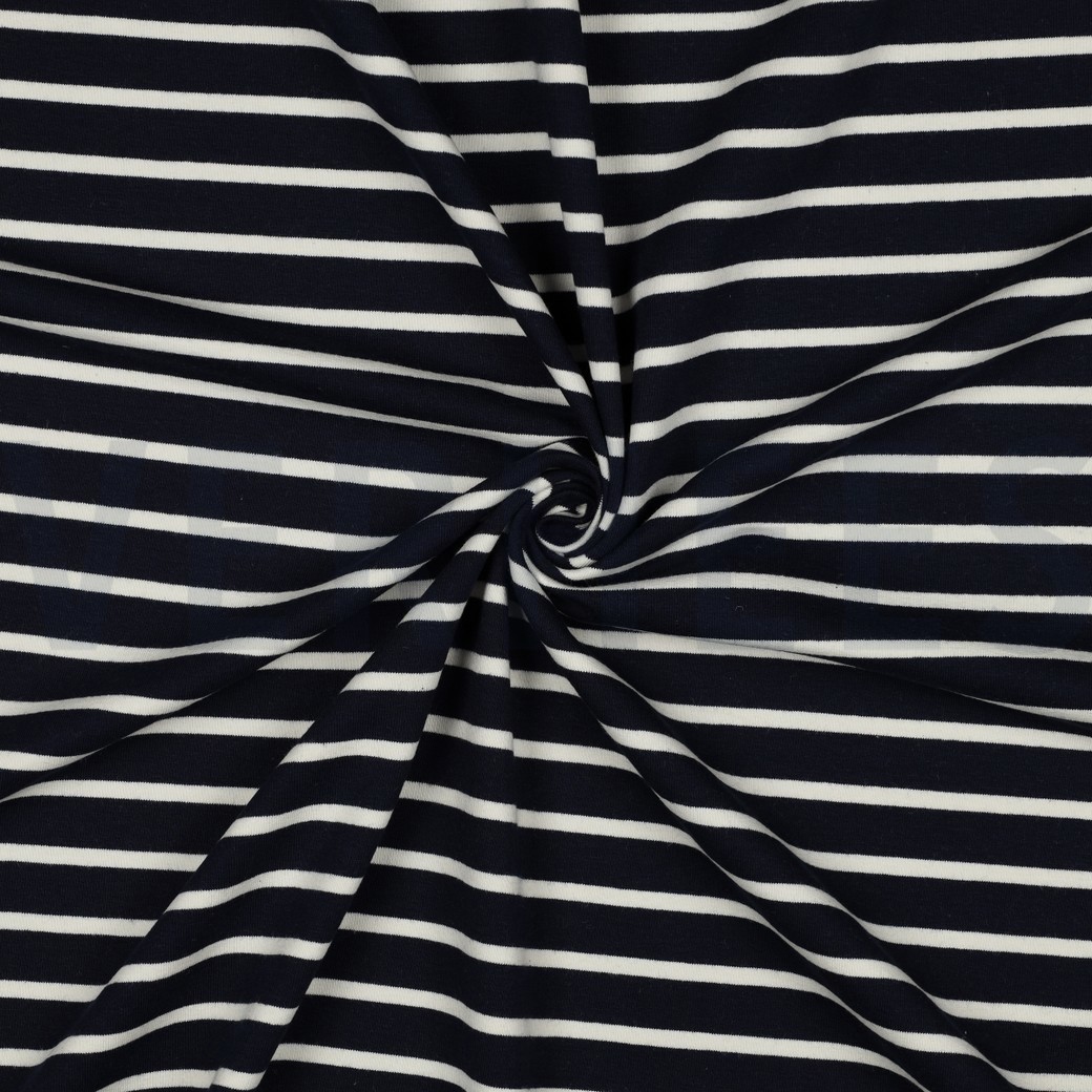 FRENCH TERRY YARN DYED STRIPES NAVY/ECRU #7