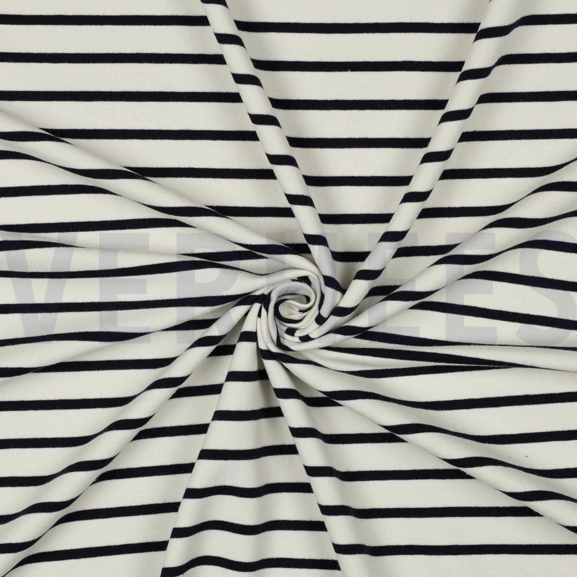 FRENCH TERRY GARENGEVERFD STREPEN ÉCRU/DONKERBLAUW (high resolution) #3