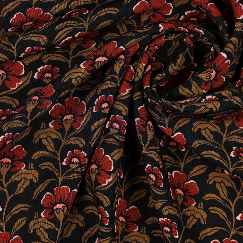 VISCOSE RADIANCE BLOEMEN ZWART #7