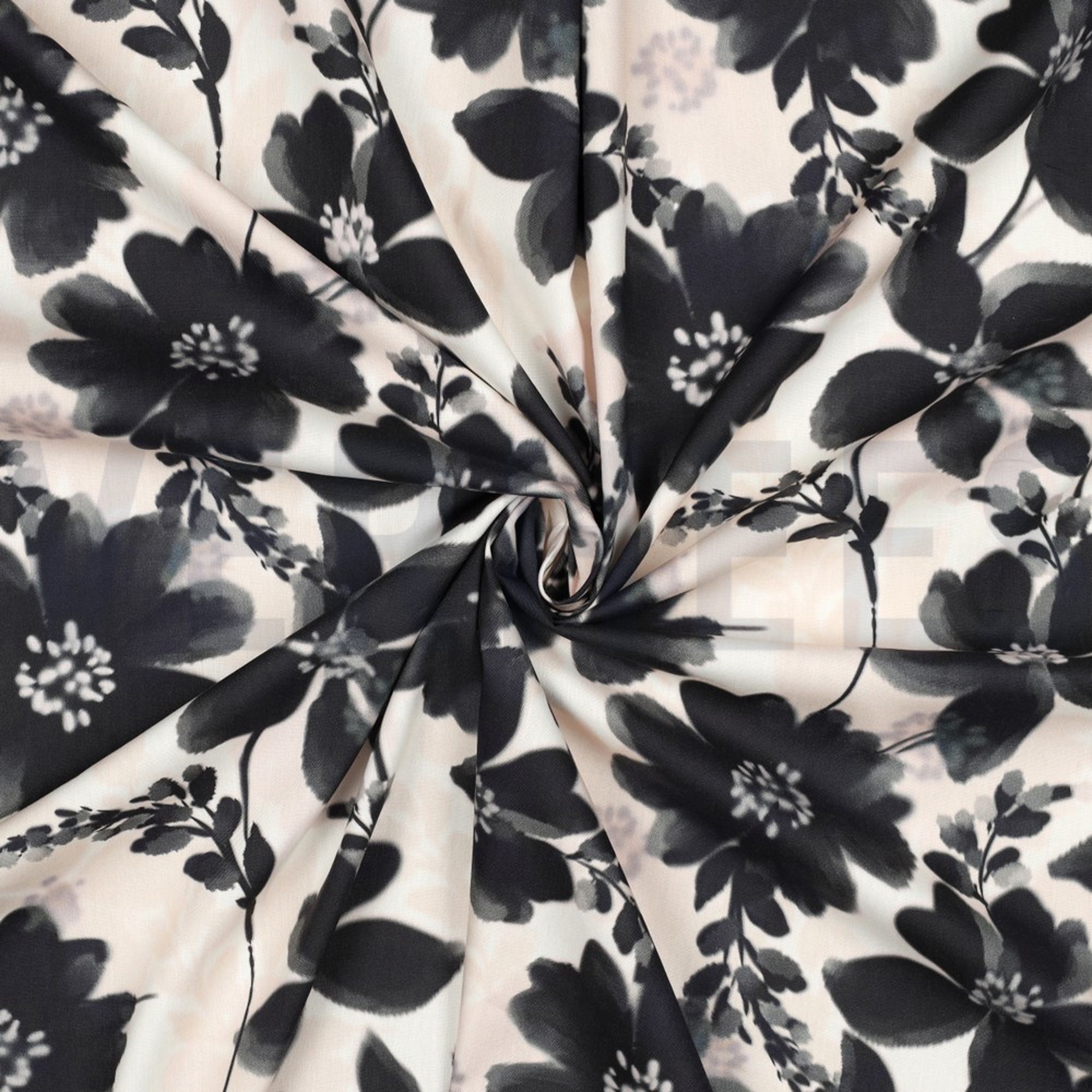 BAUMWOLLE VISKOSE DIGITAL BLUMEN WEISS (high resolution) #3