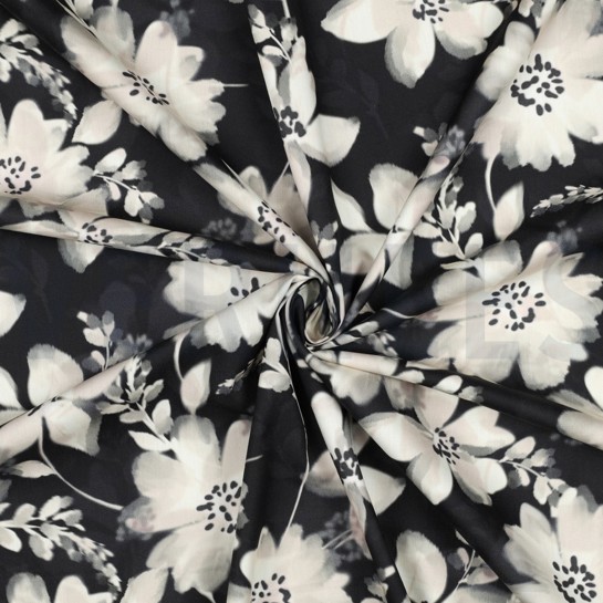 COTTON VISCOSE DIGITAL FLOWERS BLACK #7