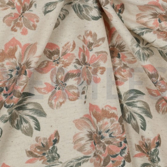 LINNEN JERSEY DIGITAAL BLOEMEN ECRU #7