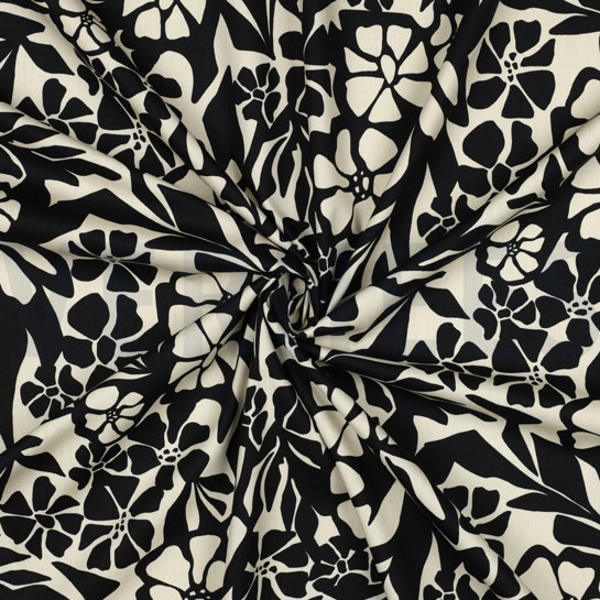 COTTON VISCOSE FLOWERS BLACK #7