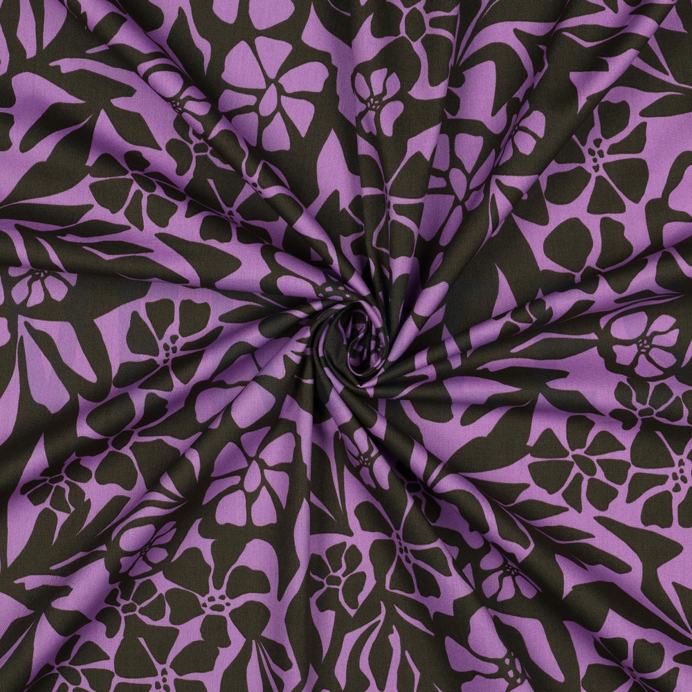 BAUMWOLLE VISKOSE BLUMEN LAVENDEL #7