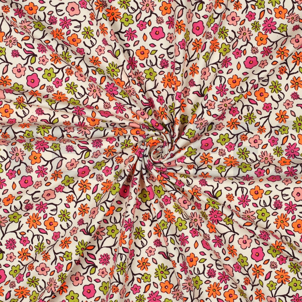 JERSEY NEON FLOWERS WHITE #7