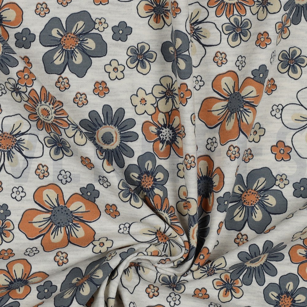 JERSEY GEMÊLEERD BLOEMEN ECRU #7