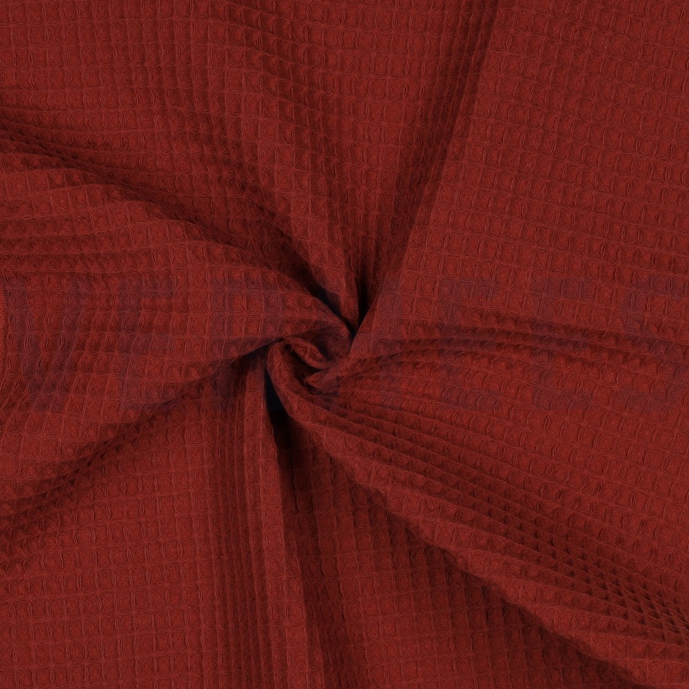 COTON NID D'ABEILLE ROUGE BRIQUE #7