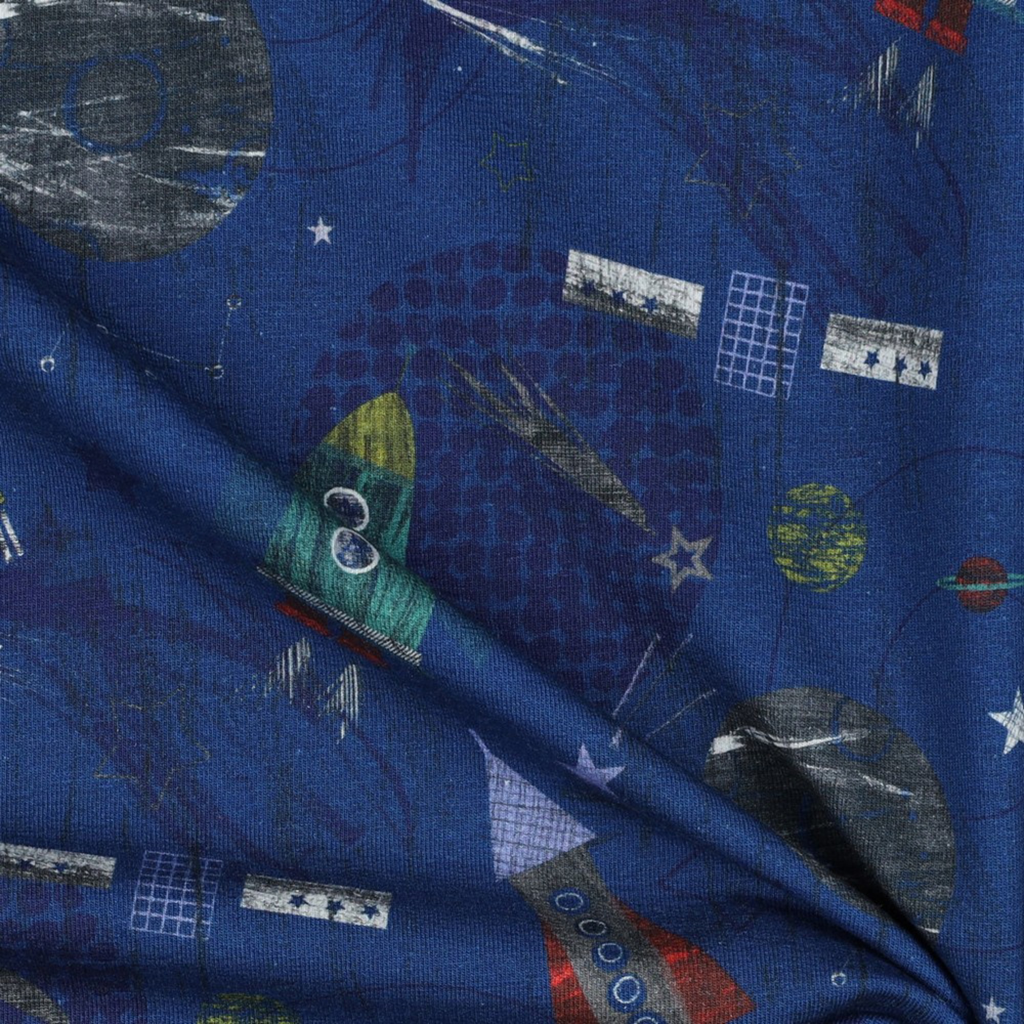 FRENCH TERRY DIGITAL WELTALL KOBALTBLAU (high resolution) #3