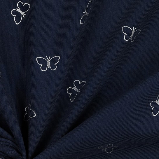 CORDUROY BABYRIB GLITTER VLINDERS MARINEBLAUW #7