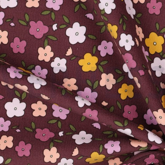 BABYCORD SMALL FLOWERS MAUVE #7