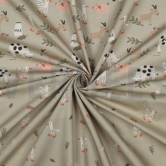 FINE POPLIN GOTS FARM ANIMALS SAGE #7