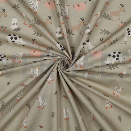 FINE POPLIN GOTS FARM ANIMALS SAGE #7
